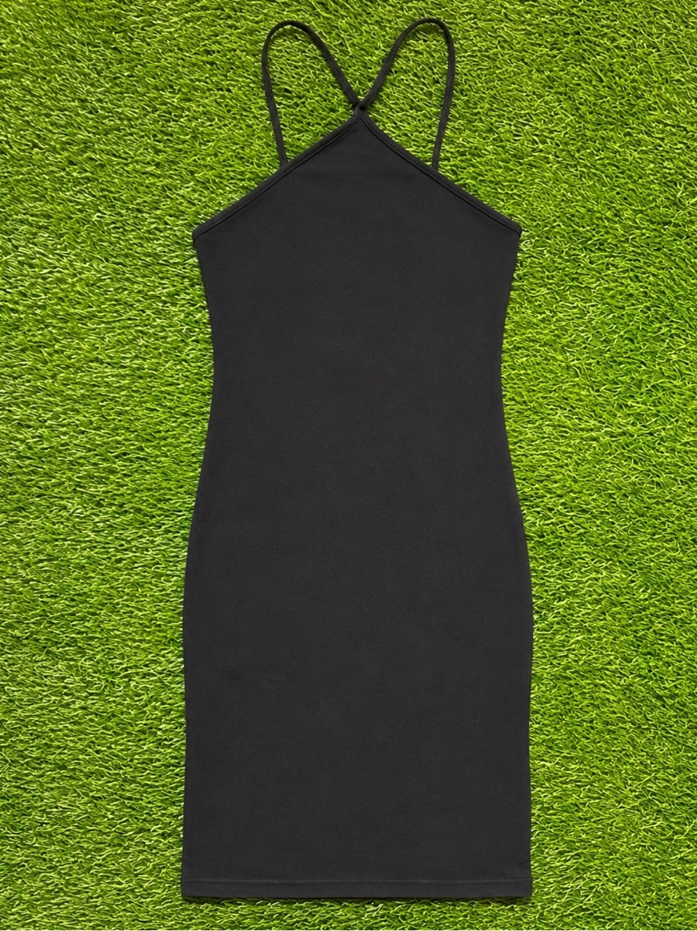 H&M Black Strappy Bodycon Midi Dress XS